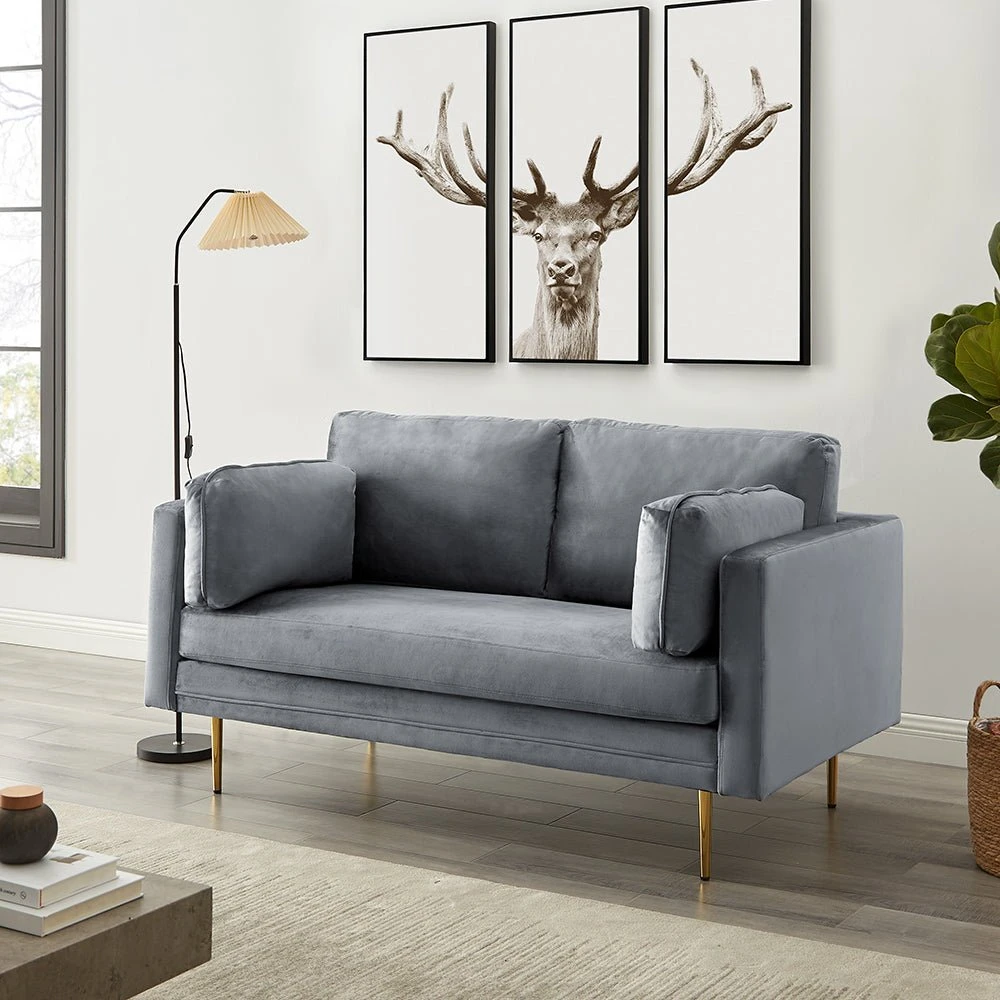 Pelham Grey Velvet Fabric Sofa 5 Pelham Grey Velvet Fabric Sofa - Image 5