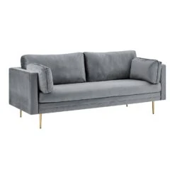 Pelham Grey Velvet Fabric Sofa 21 Pelham Grey Velvet Fabric Sofa -Daals Store LVSF 386 GREYVEL 3ST WB1