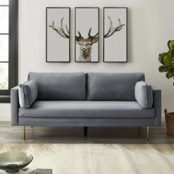 Pelham Grey Velvet Fabric Sofa