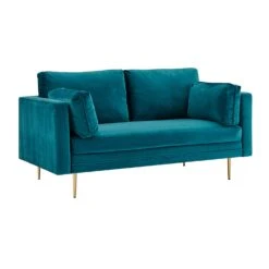 Pelham Teal Blue Velvet Fabric Sofa -Daals Store LVSF 386 TEALVEL 2ST WB1