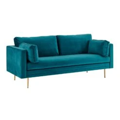 Pelham Teal Blue Velvet Fabric Sofa -Daals Store LVSF 386 TEALVEL 3ST WB1