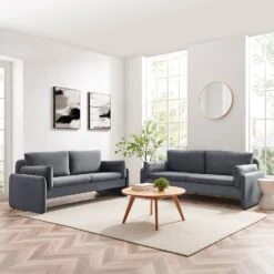 Clapham 3-Seater Grey Velvet Fabric Sofa 11 Clapham 3-Seater Grey Velvet Fabric Sofa -Daals Store LVSF 89 GREYVEL set scene