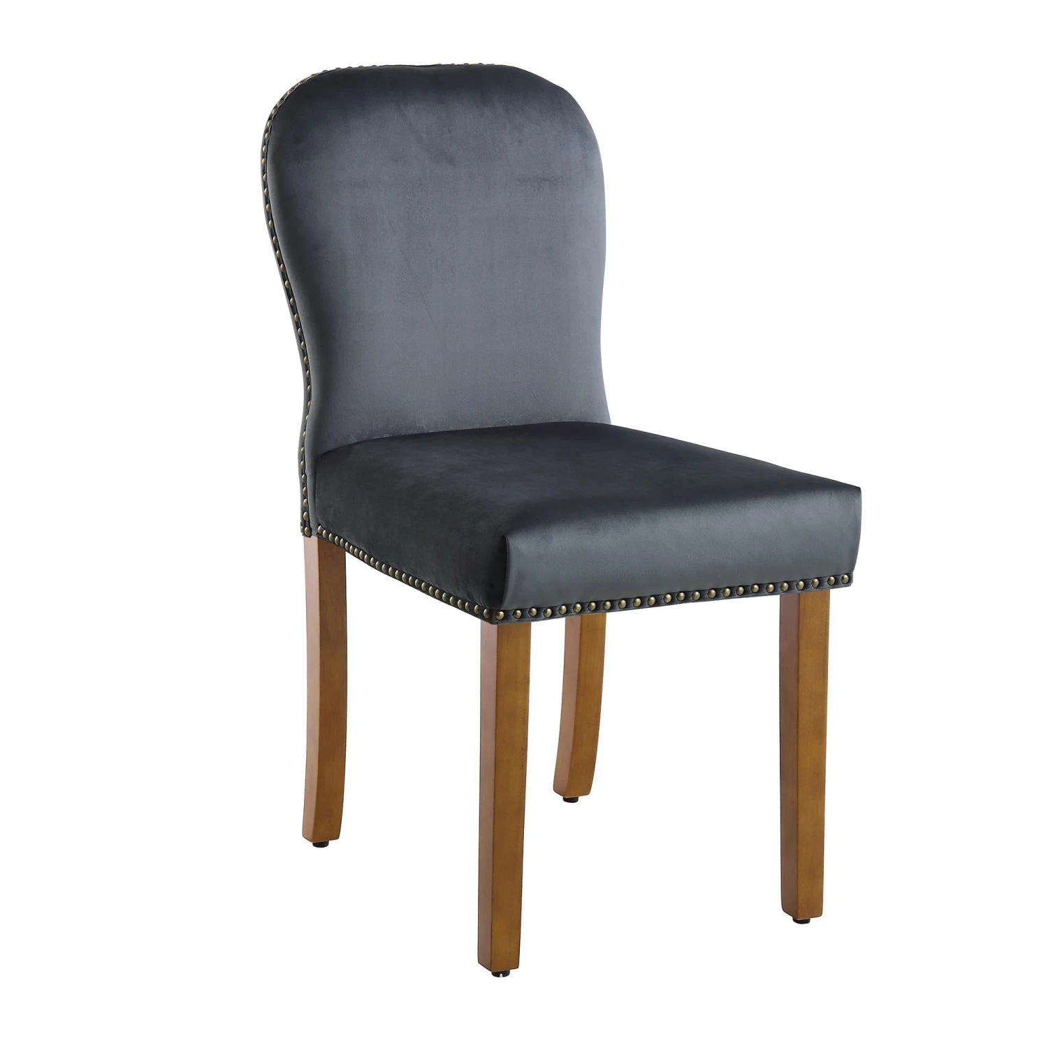 Stanway Set Of 2 Grey Velvet Dining Chairs 5 Stanway Set Of 2 Grey Velvet Dining Chairs - Image 5