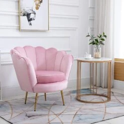 Hepburn Accent Chair In Pink Velvet 9 Hepburn Accent Chair In Pink Velvet -Daals Store MB218PINK scene2