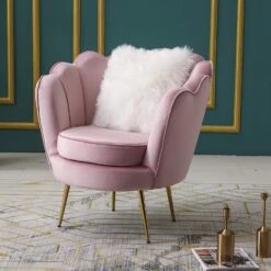 Hepburn Accent Chair In Pink Velvet 10 Hepburn Accent Chair In Pink Velvet -Daals Store MB218PINK scene3