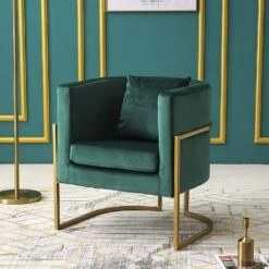 Gracie Accent Chair In Green Velvet