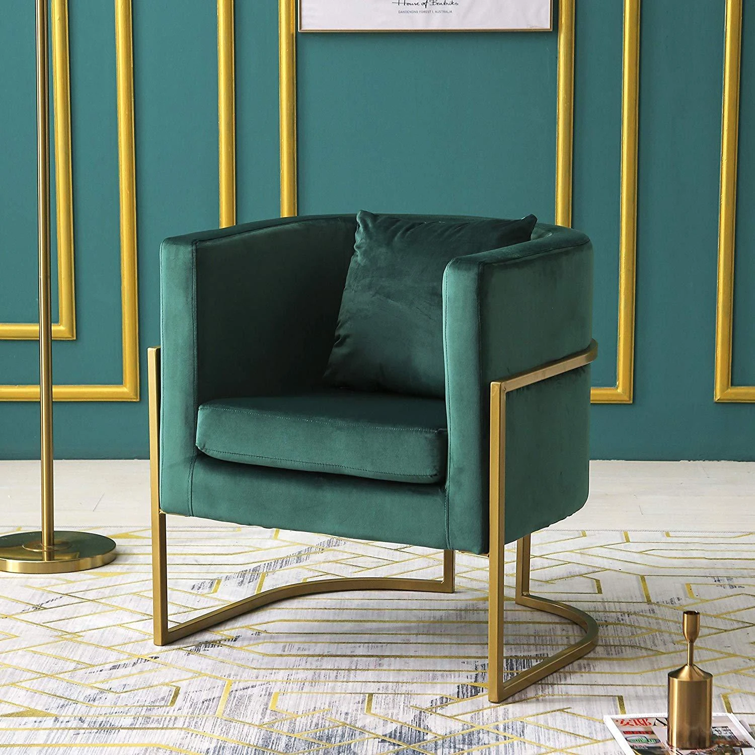 Gracie Accent Chair In Green Velvet 1 Gracie Accent Chair In Green Velvet