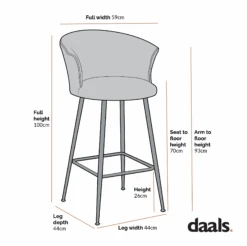 Kylie Set Of 2 Blue Velvet Bar Stools 14 Kylie Set Of 2 Blue Velvet Bar Stools -Daals Store MB222 2P CHART 2