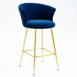 Kylie Set Of 2 Blue Velvet Bar Stools 13 Kylie Set Of 2 Blue Velvet Bar Stools -Daals Store MB222BLUEVEL P WB2