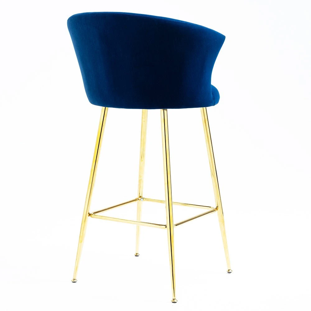 Kylie Set Of 2 Blue Velvet Bar Stools 7 Kylie Set Of 2 Blue Velvet Bar Stools - Image 7
