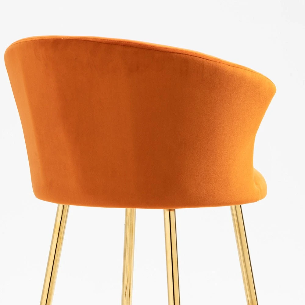 Kylie Set Of 2 Orange Velvet Bar Stools 10 Kylie Set Of 2 Orange Velvet Bar Stools - Image 10