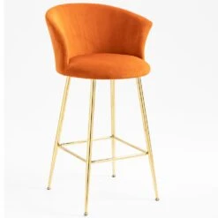 Kylie Set Of 2 Orange Velvet Bar Stools 13 Kylie Set Of 2 Orange Velvet Bar Stools -Daals Store MB222ORANGEVEL P scene2
