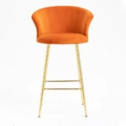 Kylie Set Of 2 Orange Velvet Bar Stools 14 Kylie Set Of 2 Orange Velvet Bar Stools -Daals Store MB222ORANGEVEL P scene3
