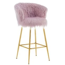 Kylie Set Of 2 Pink Plush Shaggy Faux Fur Bar Stools 16 Kylie Set Of 2 Pink Plush Shaggy Faux Fur Bar Stools -Daals Store MB222PINKPLUSH P WB3