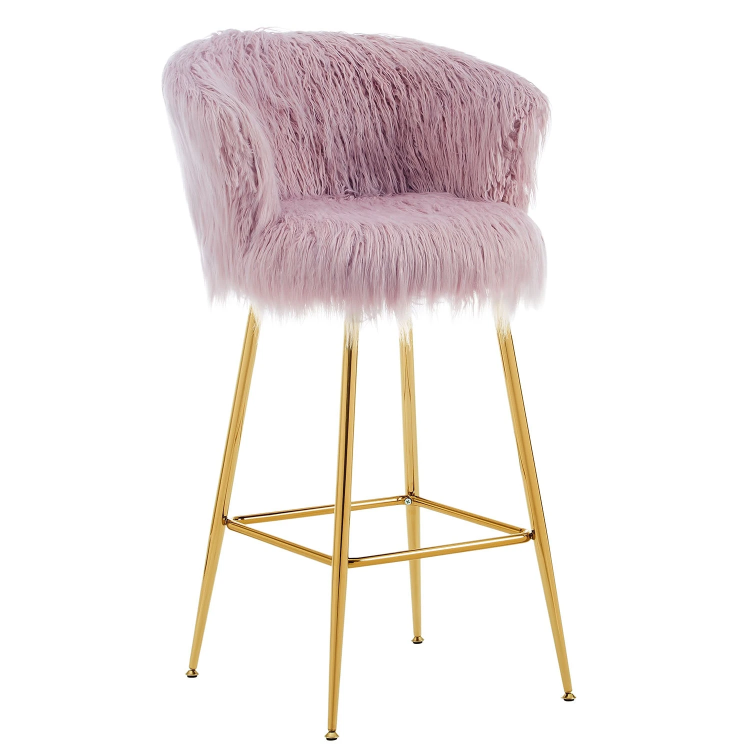 Kylie Set Of 2 Pink Plush Shaggy Faux Fur Bar Stools 8 Kylie Set Of 2 Pink Plush Shaggy Faux Fur Bar Stools - Image 8