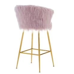 Kylie Set Of 2 Pink Plush Shaggy Faux Fur Bar Stools 17 Kylie Set Of 2 Pink Plush Shaggy Faux Fur Bar Stools -Daals Store MB222PINKPLUSH P WB4