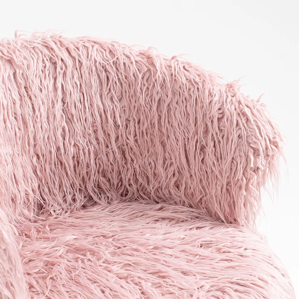 Kylie Set Of 2 Pink Plush Shaggy Faux Fur Bar Stools 3 Kylie Set Of 2 Pink Plush Shaggy Faux Fur Bar Stools - Image 3