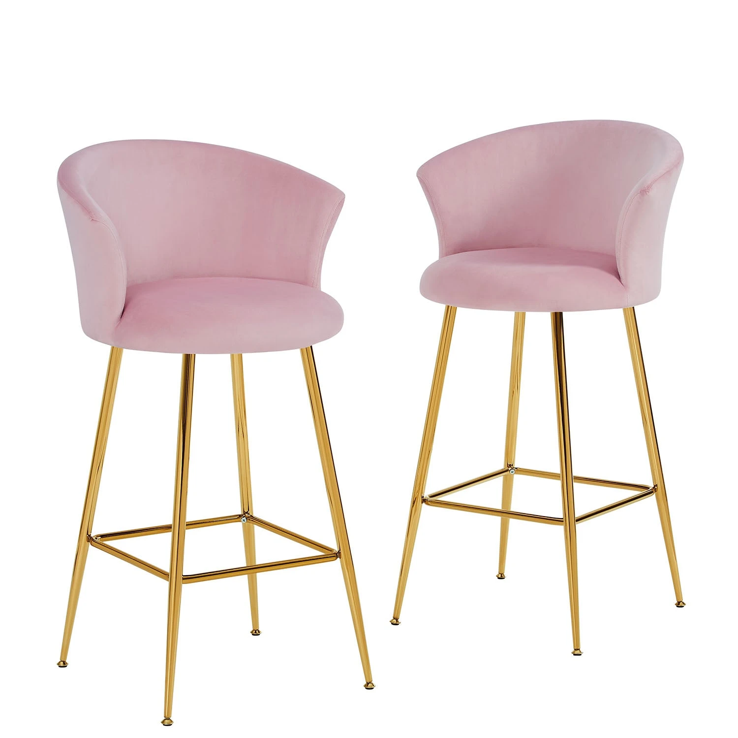 Kylie Set Of 2 Pink Velvet Bar Stools 5 Kylie Set Of 2 Pink Velvet Bar Stools - Image 5