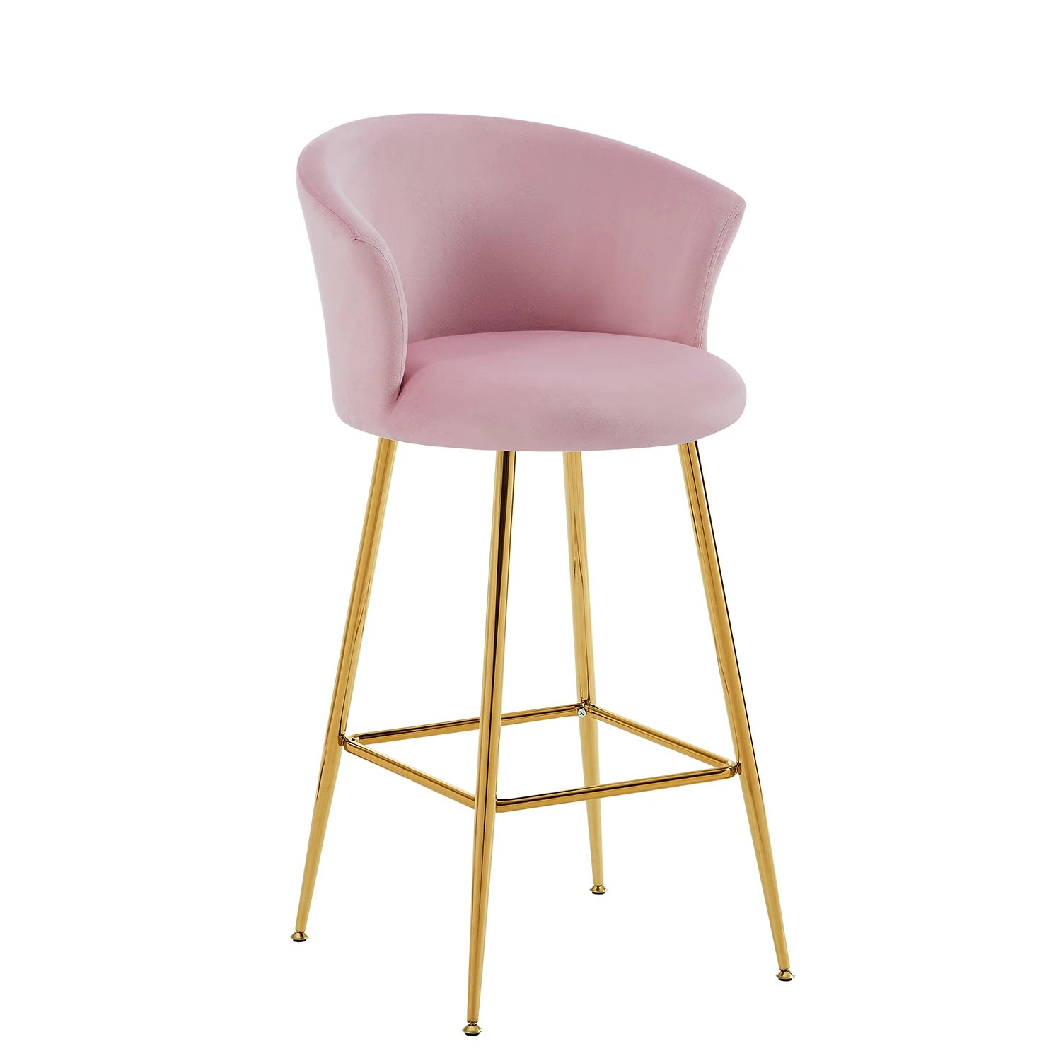 Kylie Set Of 2 Pink Velvet Bar Stools 7 Kylie Set Of 2 Pink Velvet Bar Stools - Image 7