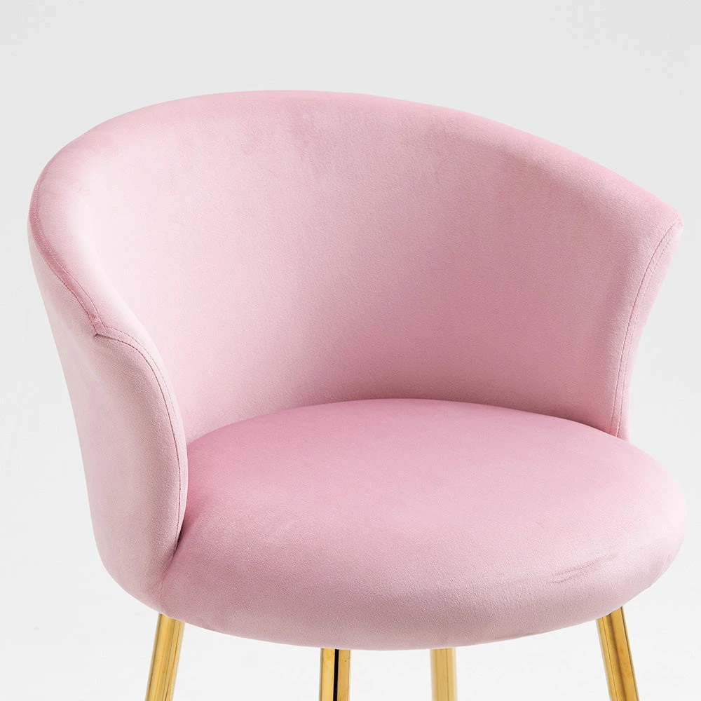 Kylie Set Of 2 Pink Velvet Bar Stools 3 Kylie Set Of 2 Pink Velvet Bar Stools - Image 3