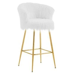 Kylie Set Of 2 White Plush Shaggy Faux Fur Bar Stools 15 Kylie Set Of 2 White Plush Shaggy Faux Fur Bar Stools -Daals Store MB222WHITEPLUSH P WB2