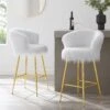Kylie Set Of 2 White Plush Shaggy Faux Fur Bar Stools