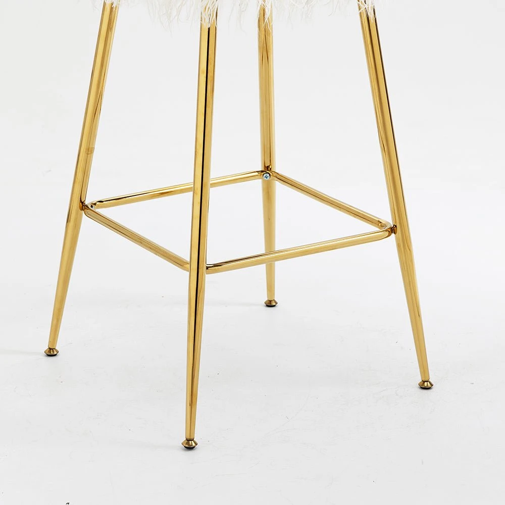 Kylie Set Of 2 White Plush Shaggy Faux Fur Bar Stools 5 Kylie Set Of 2 White Plush Shaggy Faux Fur Bar Stools - Image 5