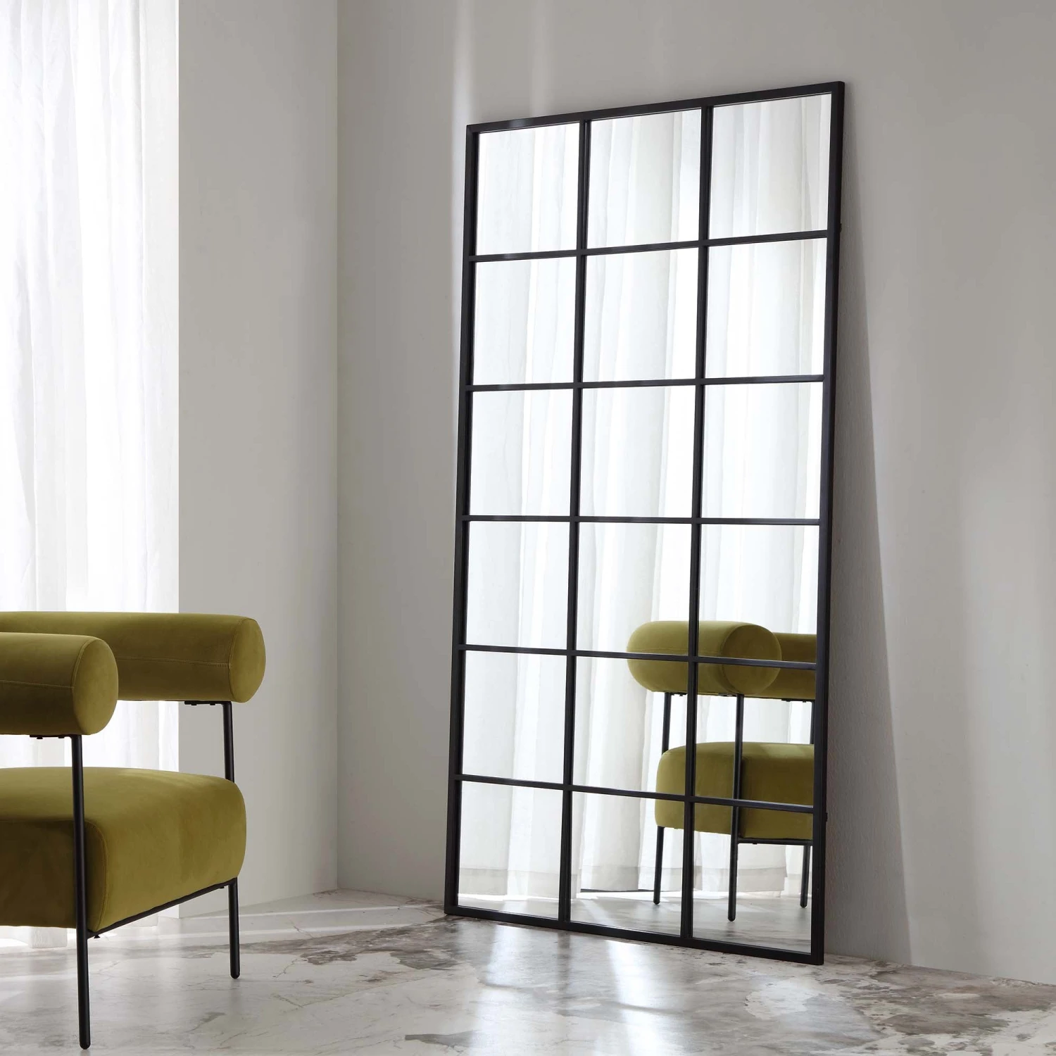 Chardwell Full Length Industrial Metal Window Mirror 180 X 100 Cm, Black 1 Chardwell Full Length Industrial Metal Window Mirror 180 X 100 Cm, Black