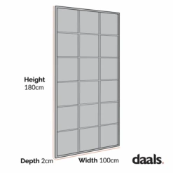 Chardwell Full Length Industrial Window Mirror - 180x100cm Antique Gold Metal Frame -Daals Store MIRR 005 CHART 1