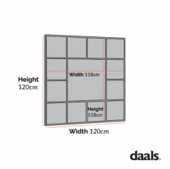 Herbert Industrial 16-Pane Metal Window Mirror β Antique Silver 120 x 120 cm Square Wall Mirror 12 Herbert Industrial 16-Pane Metal Window Mirror β Antique Silver 120 x 120 cm Square Wall Mirror -Daals Store MIRR 017 CHART 1