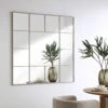Herbert Industrial 16-Pane Metal Window Mirror – Antique Silver 120 x 120 cm Square Wall Mirror