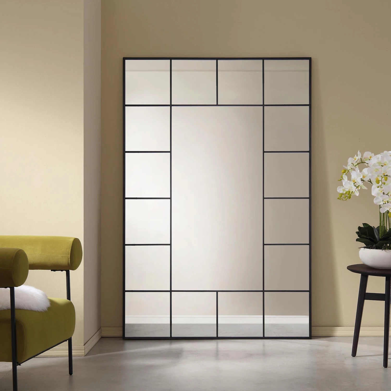 Herbert Full Length Metal Frame Window Mirror 180 X 120 Cm, Black 2 Herbert Full Length Metal Frame Window Mirror 180 X 120 Cm, Black - Image 2