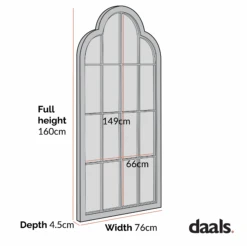 Southam Arched Full Length Window Mirror – Distressed Fir Wood Vintage Style (160 x 76 cm) -Daals Store MIRR 028 CHART