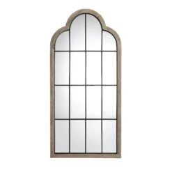 Southam Arched Full Length Window Mirror – Distressed Fir Wood Vintage Style (160 x 76 cm) -Daals Store MIRR 028 WOOD WB2