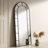 Beaumont Arched Full Length Metal Frame Mirror 178 X 76 Cm, Black