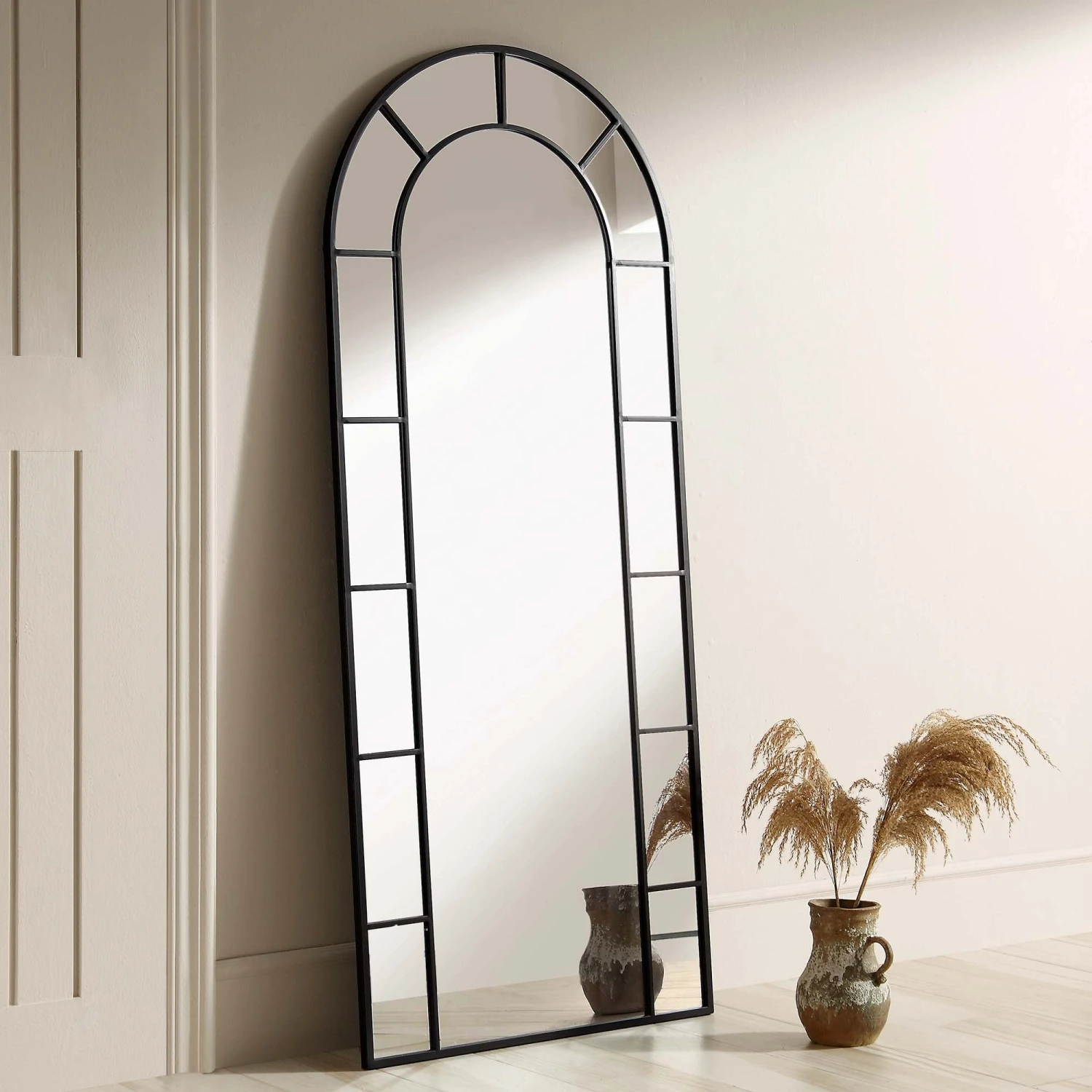 Beaumont Arched Full Length Metal Frame Mirror 178 X 76 Cm, Black 1 Beaumont Arched Full Length Metal Frame Mirror 178 X 76 Cm, Black