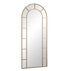 Beaumont Arched Windowpane Full Length Leaner Mirror – Antique Gold Metal Frame, 178 x 76 cm -Daals Store MIRR 029 GOLD WB2