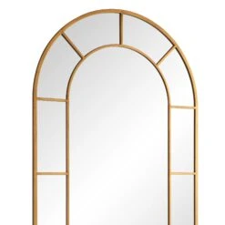 Beaumont Arched Windowpane Full Length Leaner Mirror – Antique Gold Metal Frame, 178 x 76 cm -Daals Store MIRR 029 GOLD detail1