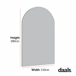 Concord Arched Frameless Extra Large Mirror β Minimalist Full Length Leaner 180cm x 110cm 12 Concord Arched Frameless Extra Large Mirror β Minimalist Full Length Leaner 180cm x 110cm -Daals Store MIRR 038 CHART