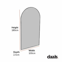 Bibury Antiqued Full Length Mirror Arched 180 X 100 Cm -Daals Store MIRR 043 CHART