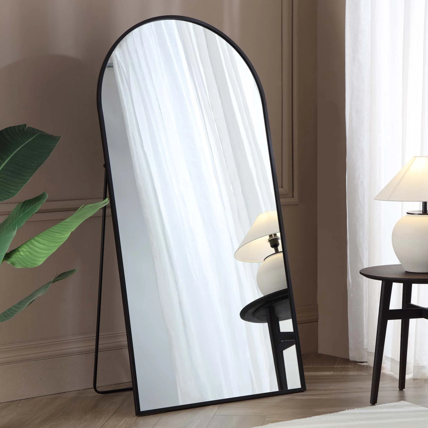 Dina Freestanding Arched Full Length Metal Frame Mirror 160 X 76 Cm, Black 1 Dina Freestanding Arched Full Length Metal Frame Mirror 160 X 76 Cm, Black