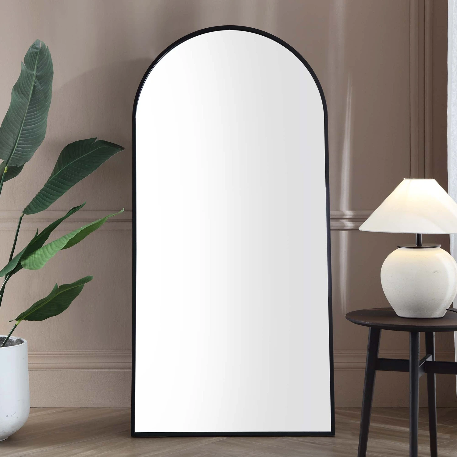 Dina Freestanding Arched Full Length Metal Frame Mirror 160 X 76 Cm, Black 2 Dina Freestanding Arched Full Length Metal Frame Mirror 160 X 76 Cm, Black - Image 2