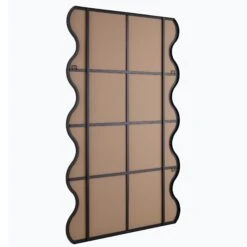 Luisa Black Wavy Curved Metal Frame - 180 x 110 cm Full Length Statement Mirror -Daals Store MIRR 050 BLACK WB3