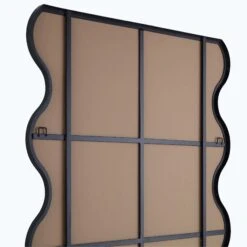 Luisa Black Wavy Curved Metal Frame - 180 x 110 cm Full Length Statement Mirror -Daals Store MIRR 050 BLACK detail2