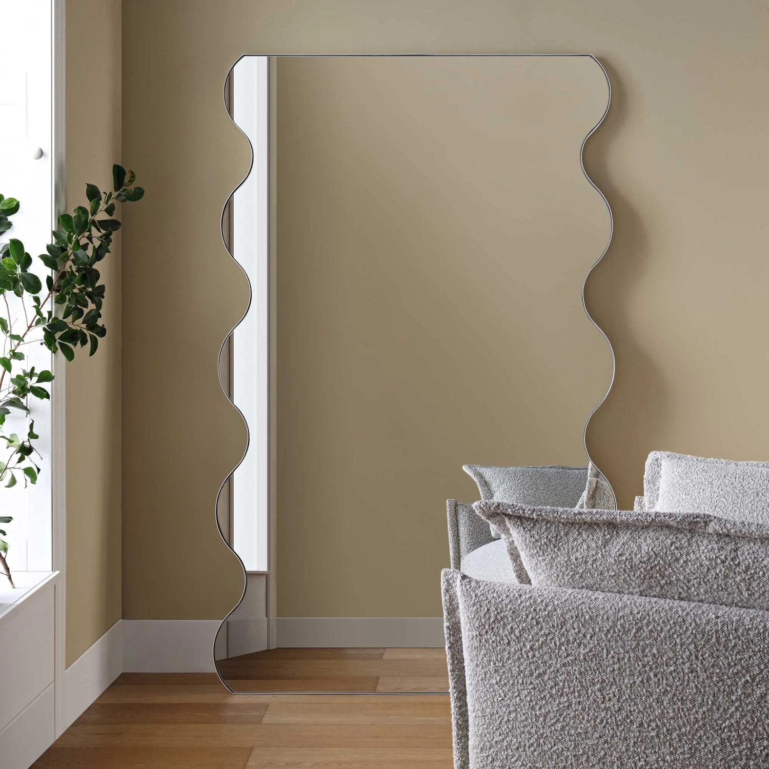 Luisa Wavy Curved Full Length Mirror 180 X 110 Cm, White 2 Luisa Wavy Curved Full Length Mirror 180 X 110 Cm, White - Image 2