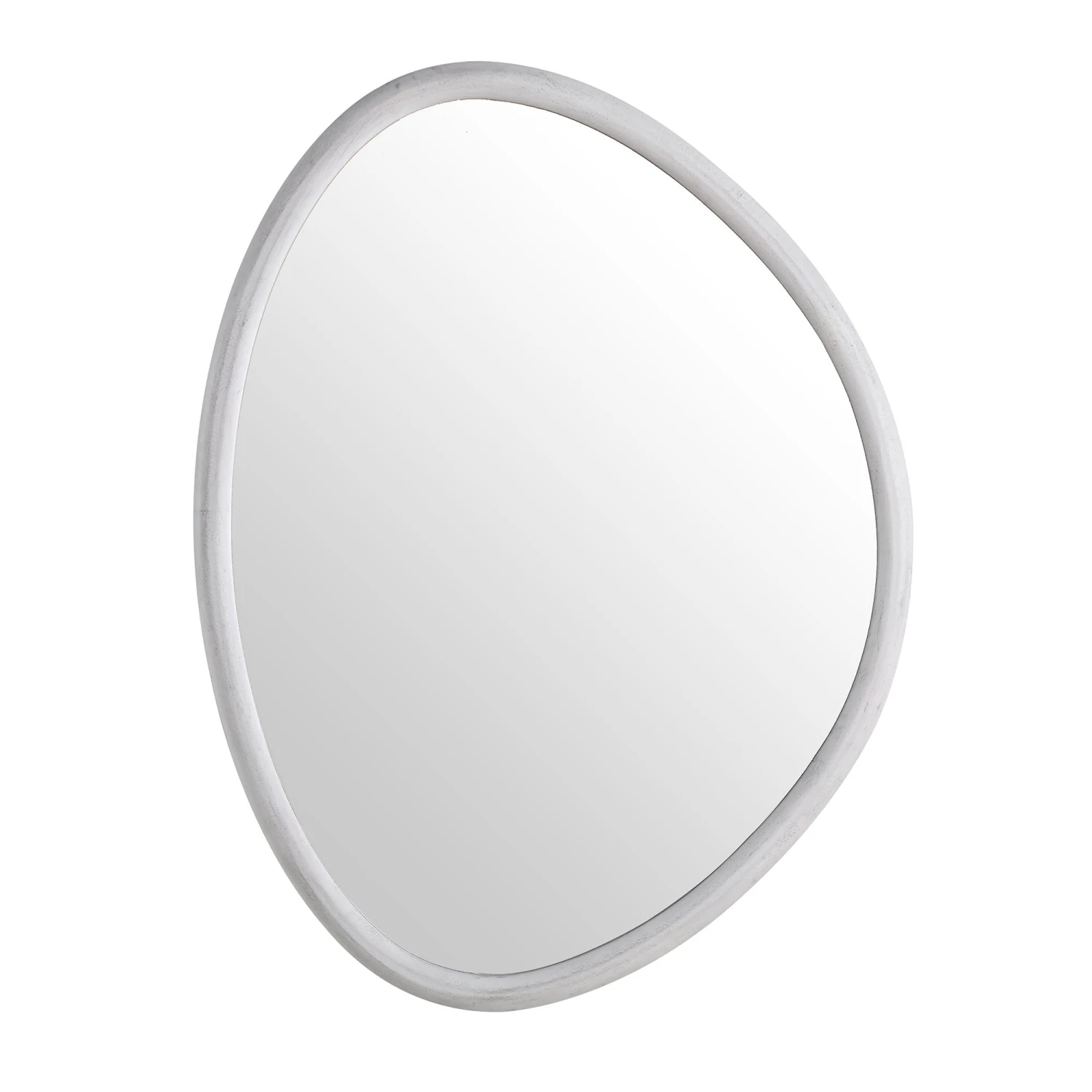 Edo Irregular Pebble Wall Mirror β 100 x 76 cm Washed White Solid Wood Organic Frame 5 Edo Irregular Pebble Wall Mirror β 100 x 76 cm Washed White Solid Wood Organic Frame - Image 5