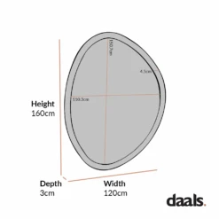 Edo Irregular Pebble Large Wooden Mirror 160 x 120 cm – Solid Walnut Frame Organic Design -Daals Store MIRR 073 CHART 1