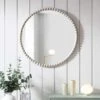 Luna Round Bobbin Wall Mirror 77cm – Washed White Beaded Decorative Mirror -Daals Store MIRR 083 WASHWHITE main