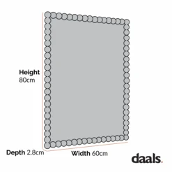 Luna Rectangular Bobbin Wall Mirror 80 X 60 Cm, Washed White 12 Luna Rectangular Bobbin Wall Mirror 80 X 60 Cm, Washed White -Daals Store MIRR 089 CHART