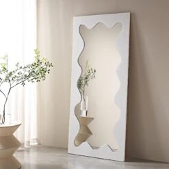 Destin Wave Mirror 160 X 70 Cm, White Matte